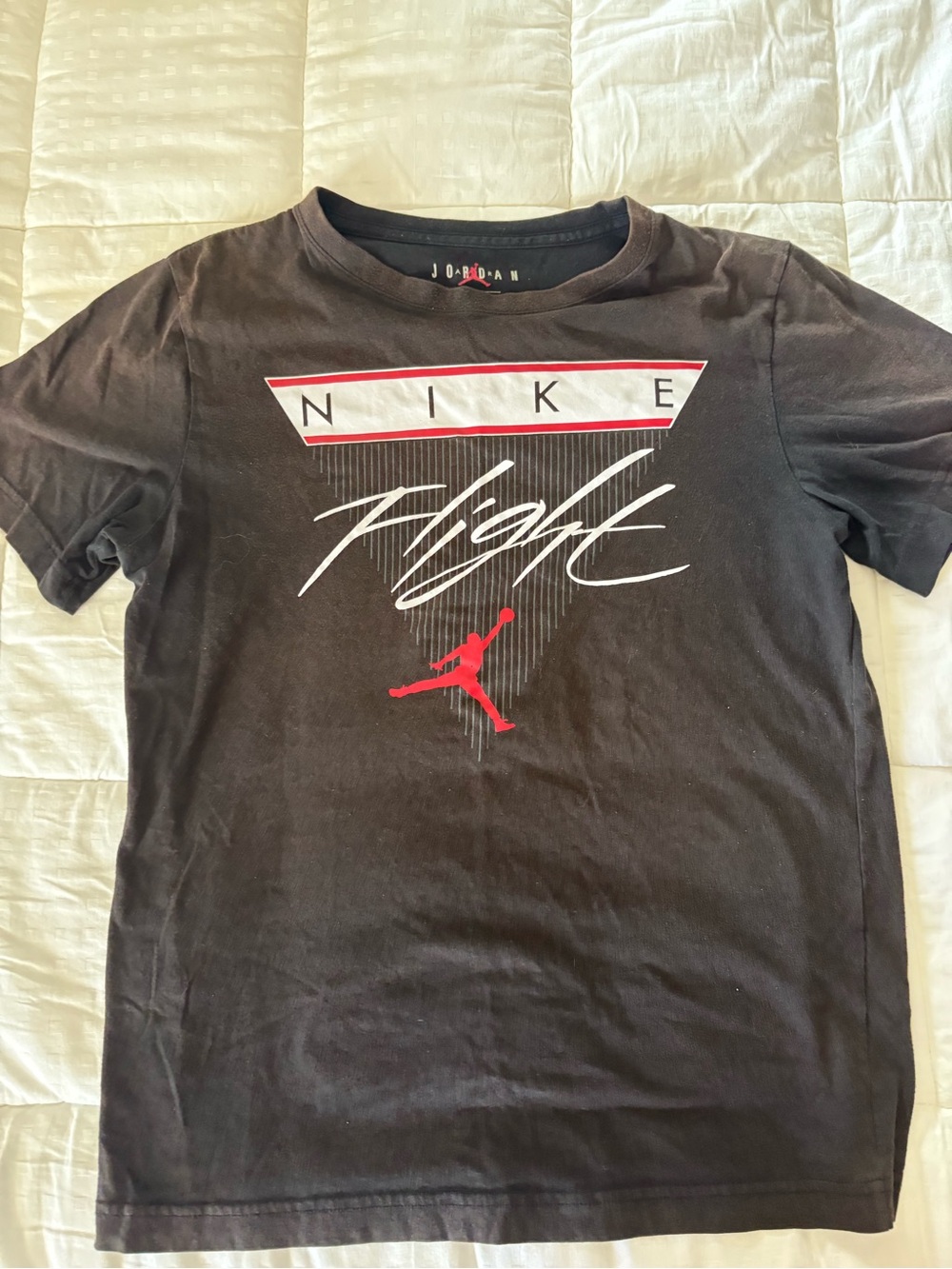 Jordan Black Tee with Red Jumpman and White 'Flight' Graphic